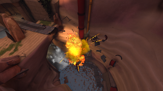 The cart explodes