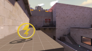 The Critical Hits power-up sitting at the right side of the Walkway.